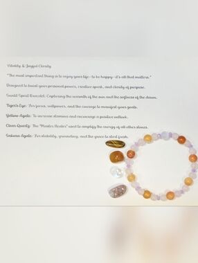 Gemstone Beaded Intent Bracelet With Tumbled Crystals & Intent Card 7"